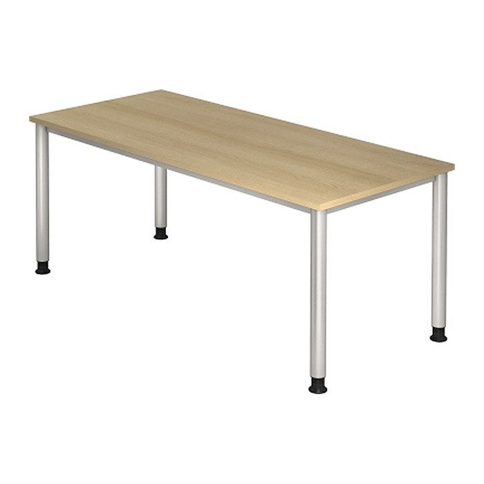 HAMMERBACHER HS19 höhenverstellbarer Schreibtisch eiche rechteckig, 4-Fuß-Gestell silber 180,0 x 80,0 cm
