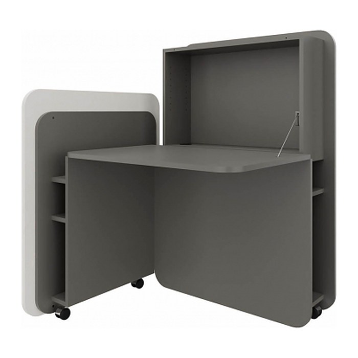 fm FLATup  Sekretär basalt/diamantweiß rechteckig, schwarz 107,0 x 41,5 - 91,0 cm