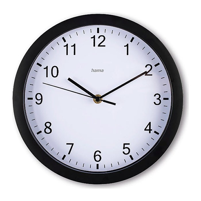 hama Wanduhr Elba weiß schwarz Kunststoff, Ø 25,0 cm