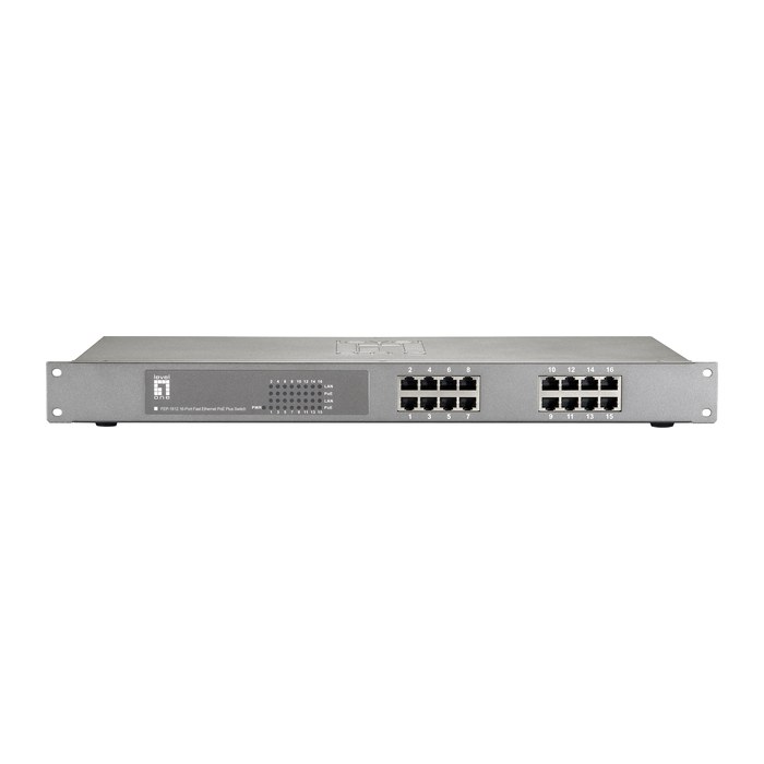 LevelOne PoE+Switch 16xFE PoE 150W 19" Metall
