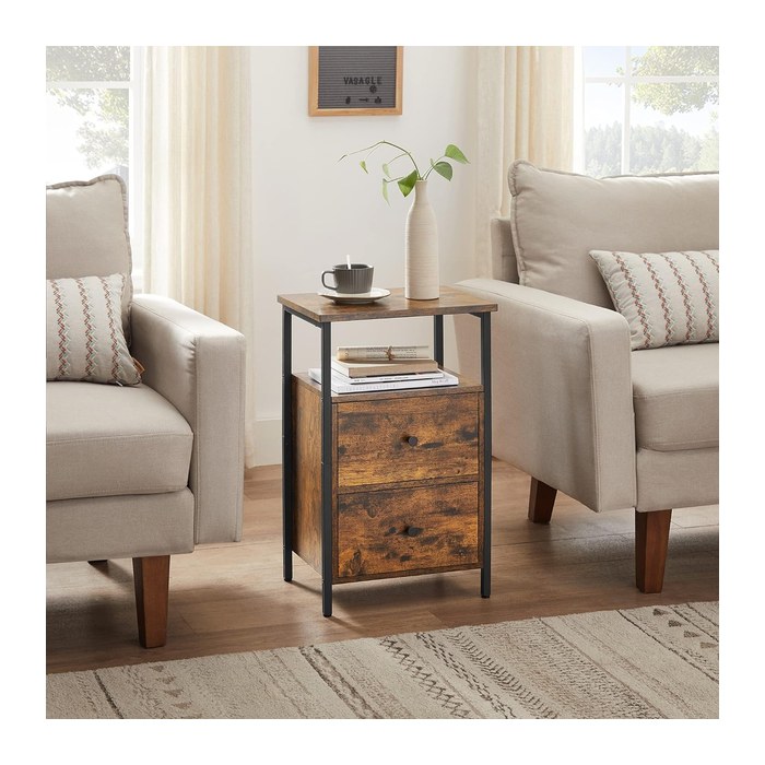 VASAGLE Nachttisch rechteckig MDF-Platte braun 38,0 x 28,0 x 60,0 cm, 1 St.