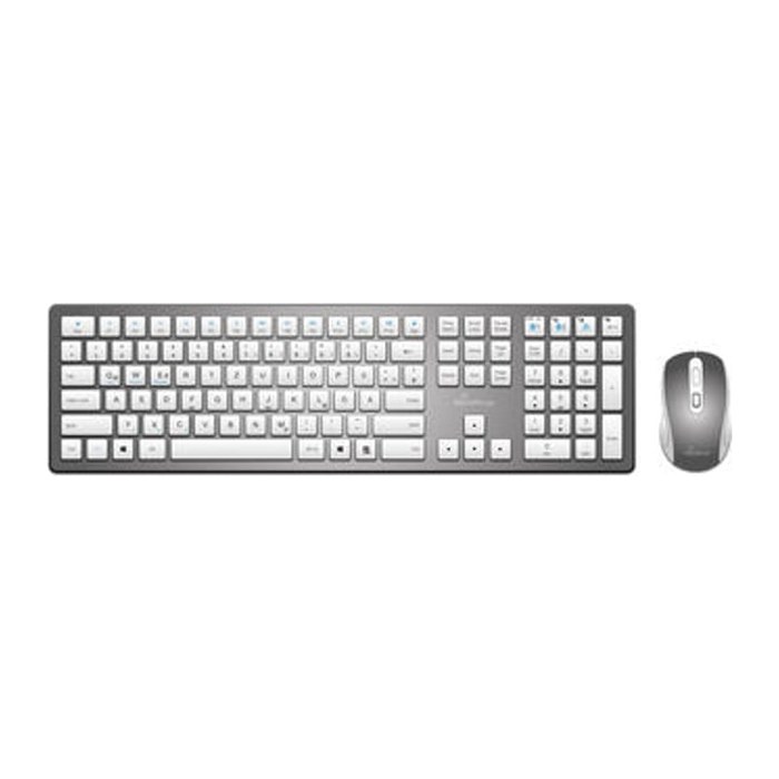 MediaRange MROS135 Tastatur-Maus-Set kabellos silber, weiß