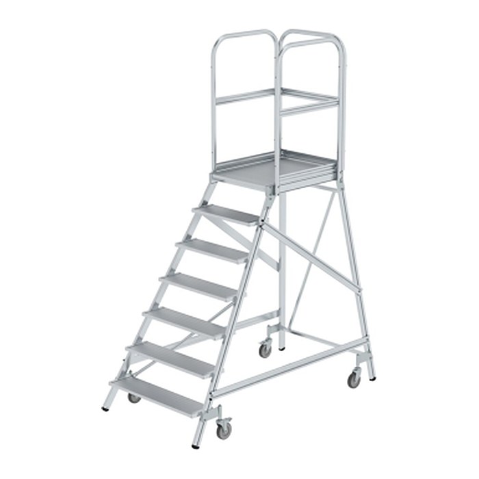 MUNK Podestleiter 50107 fahrbar silber 7 Stufen, H: 268,0 cm