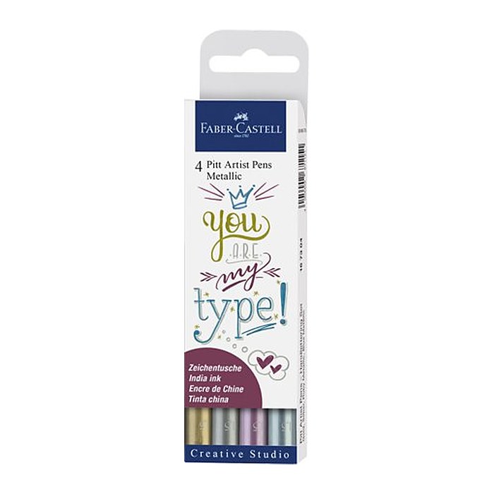 FABER-CASTELL Pitt Artist Pen Metallic Lackmarker farbsortiert 1,5 mm, 4 St.