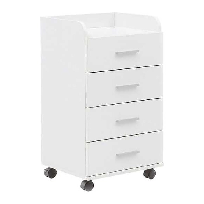WOHNLING Rollcontainer weiß 4 Auszüge 40,0 x 33,0 x 70,5 cm