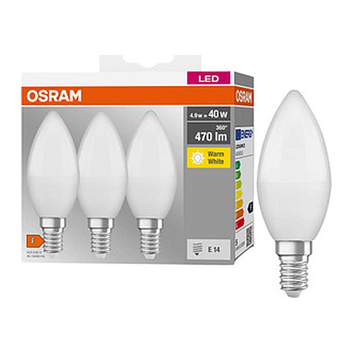 OSRAM LED-Lampen Base CLASSIC B40 Multipack E14 4,9 W matt, 3 St.
