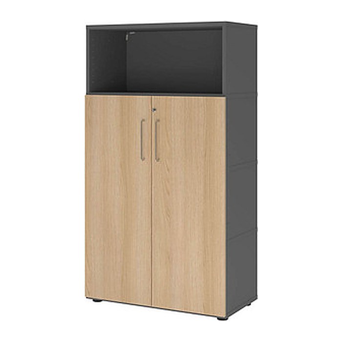 HAMMERBACHER Regalschrank FlexWall, VFW48T3KG/G/E/BS grafit, eiche 80,0 x 40,0 x 145,0 cm, 1 St.