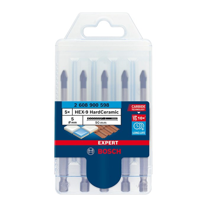 BOSCH Fliesenbohrer-Set EXPERT HEX-9 MultiConstruction, 5-teilig