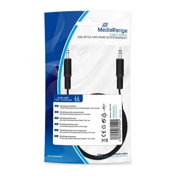 MediaRange Audiokabel 2x 3.3mm Klinkenstecker 1.5m schwarz