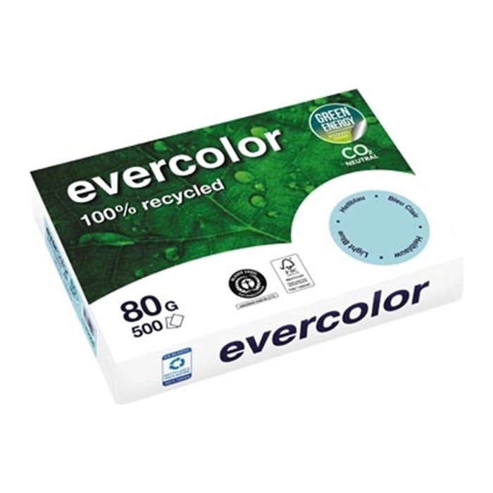 Clairefontaine Recyclingpapier Evercolor hellblau DIN A4 80 g/qm 500 Blatt