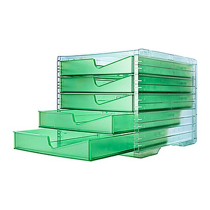 styro Schubladenbox styroswingbox NEONline  grün 275-8430.2564, DIN A4 mit 5 Schubladen, 1 St.