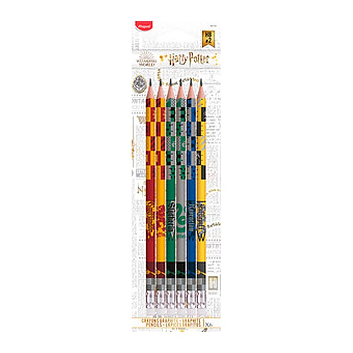maped Harry Potter Bleistifte HB rot, gelb, grün, grau, blau, gelb mit Radierer, 6 St.