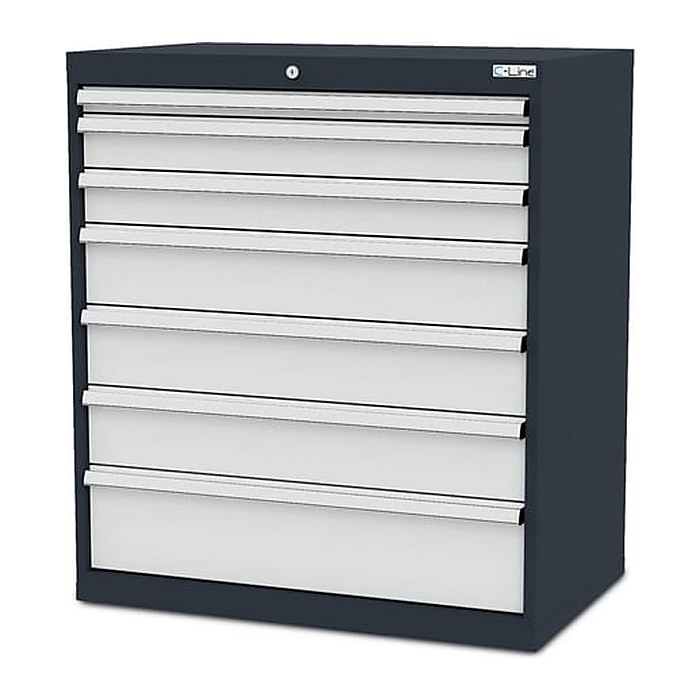Simplaflex® Systemeinrichter C-Line Schubladenschrank anthrazit 7 Schubladen 90,0 x 57,5 x 102,0 cm, 1 St.