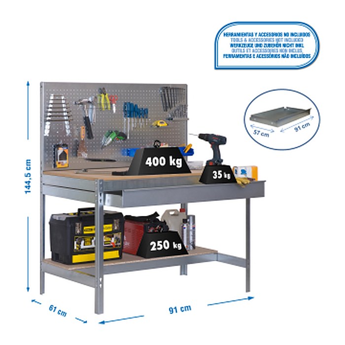 Simonrack Werkbank SIMONWORK BT2 BOX silber 1 Schublade 91,0 x 61,0 x 144,5 cm