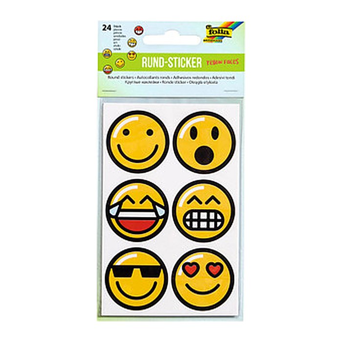 folia Aufkleber Emojis verschiedene Motive, 24 St.