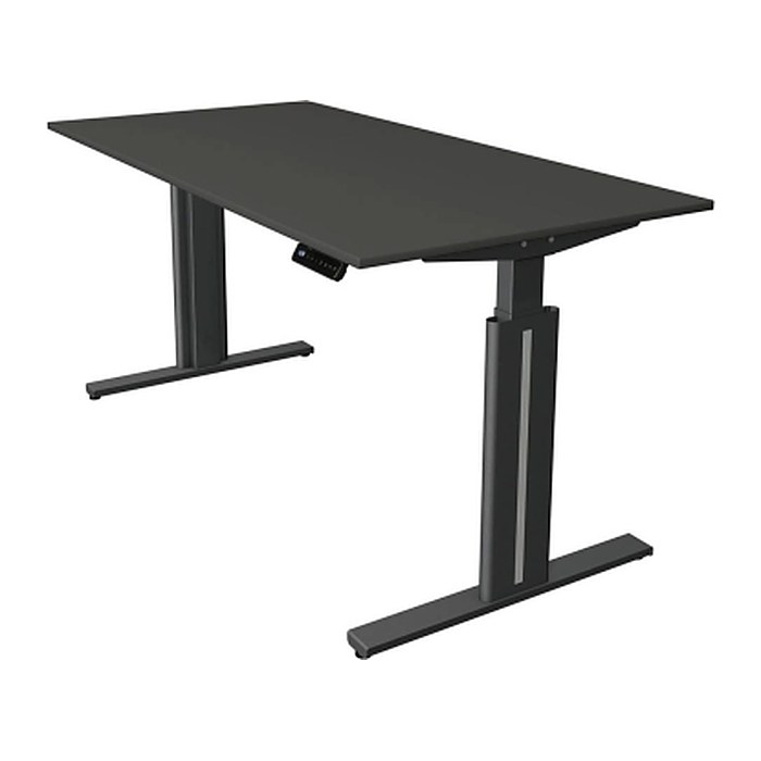 Kerkmann Move 3 elegant elektrisch höhenverstellbarer Schreibtisch anthrazit rechteckig, T-Fuß-Gestell grau 160,0 x 80,0 cm