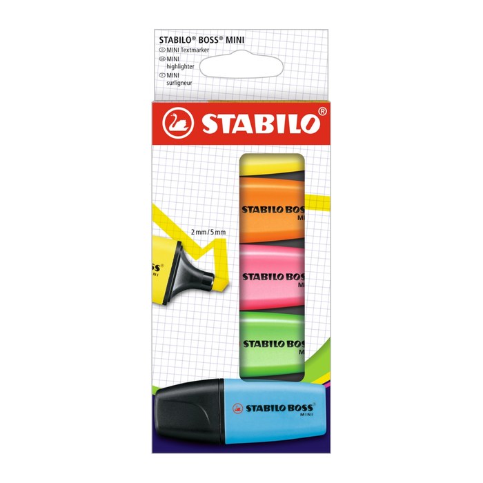 STABILO BOSS MINI Textmarker farbsortiert, 5 St.