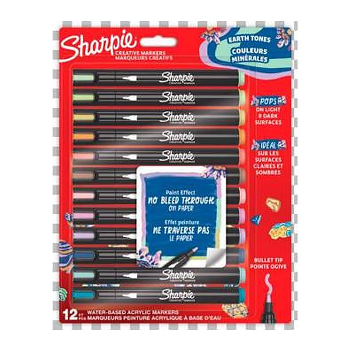 Sharpie Kreativmarker Rundspitze Acryl Erd Farben 12er Blister