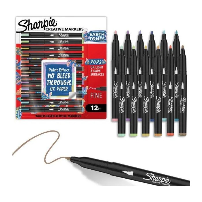 Sharpie Kreativmarker Rundspitze fein Acryl Erd Farben 5er Blister