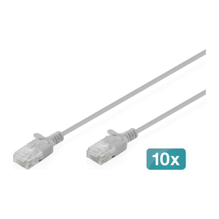 DIGITUS Patchkabel CAT 6 U-UTP Slim 0,5m Grau 10 Stück