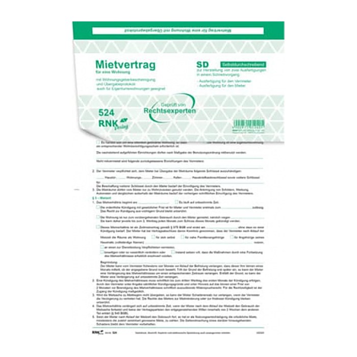 RNK-Verlag 524/10 Mietverträge für Wohnungen, 10 St.