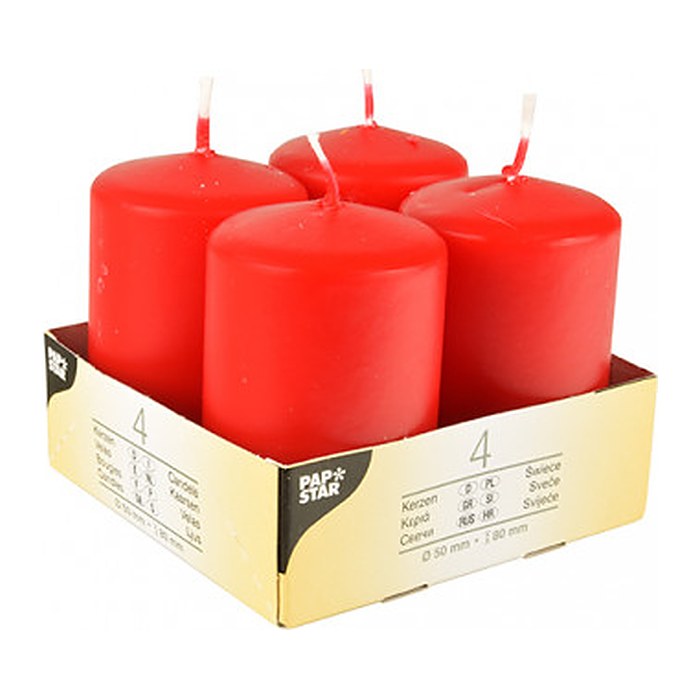 STARPAK Stumpenkerzen rot, 4 St.