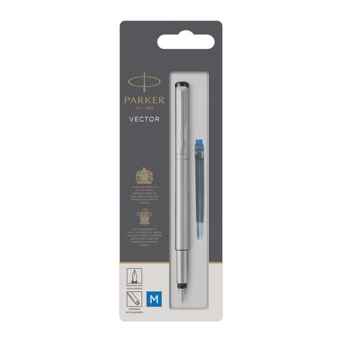 PARKER Füller VECTOR Edelstahl M Blau Blister