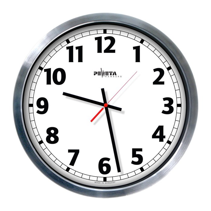 PEWETA Funkwanduhr weiß silber Aluminium, Ø 50,0 cm
