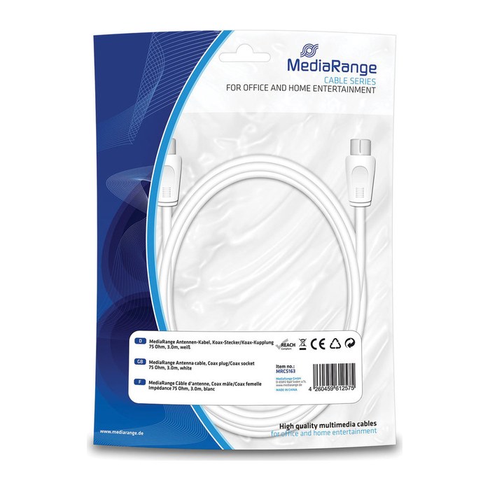 MediaRange Antenen-Kabel Koax-Stecker/Kupplung 75Ohm 3.0m we