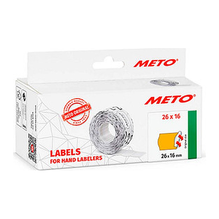 METO Preisetiketten leuchtorange permanent 26,0 x 16,0 mm, 6 Rollen