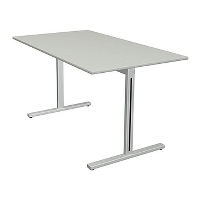 Kerkmann Form 1 Schreibtisch lichtgrau rechteckig, T-Fuß-Gestell silber 140,0 x 80,0 cm