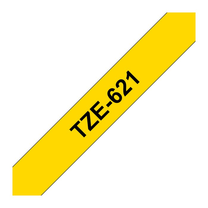 brother Schriftband TZe-621 TZE621, 9 mm, schwarz auf gelb, 1 St.