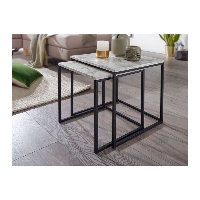WOHNLING Beistelltische-Set quadratisch MDF-Platte weiß, 1 Set