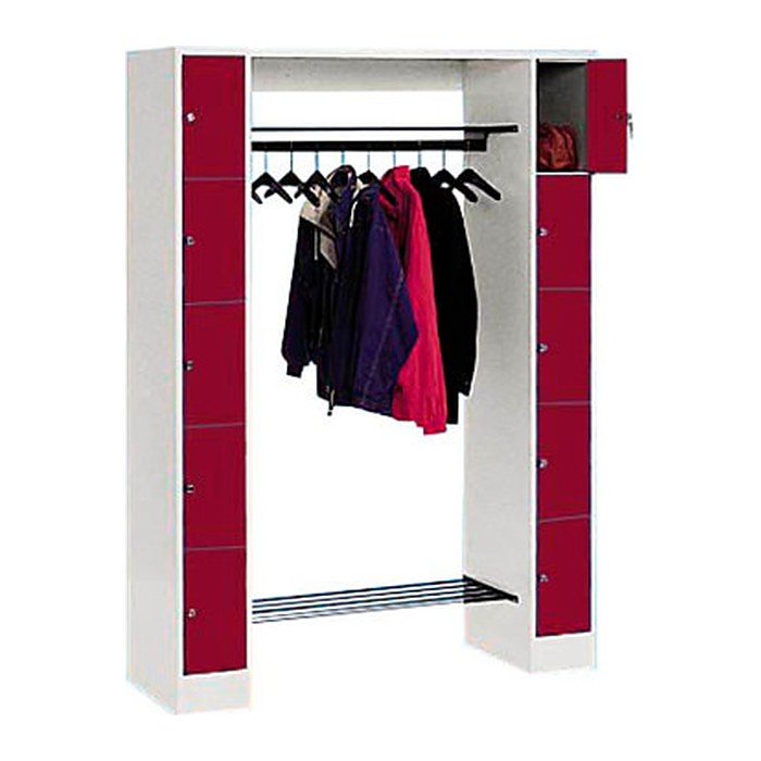 CP Garderobe mit Schließfächern Serie 8070 lichtgrau, rubinrot 80710-00 S10007, 10 Schließfächer 143,0 x 48,0 x 195,0 cm