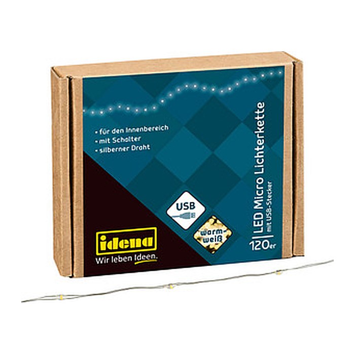 Idena 120er Micro LED Lichterkette silber 13,5 m, 1 St.