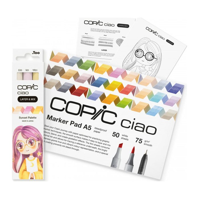 COPIC® Ciao Sunset Palette Starter Layoutmarker-Set farbsortiert 1,0 + 6,0 mm, 1 Set