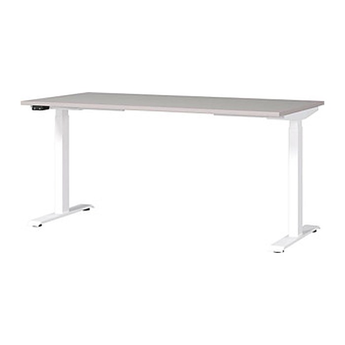 GERMANIA JET höhenverstellbarer Schreibtisch kaschmir rechteckig, T-Fuß-Gestell weiß 160,0 x 80,0 cm