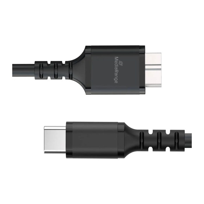 MediaRange Ladekabel Micro-B auf USB-C USB 3.0 0.5m, sw
