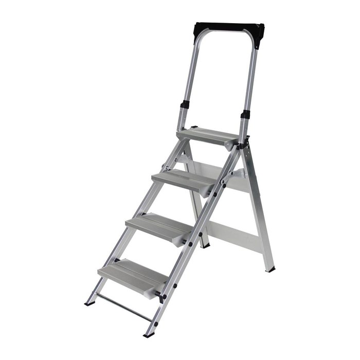 MUNK Stehleiter einseitig 53104 silber 4 Stufen, H: 148,0 cm