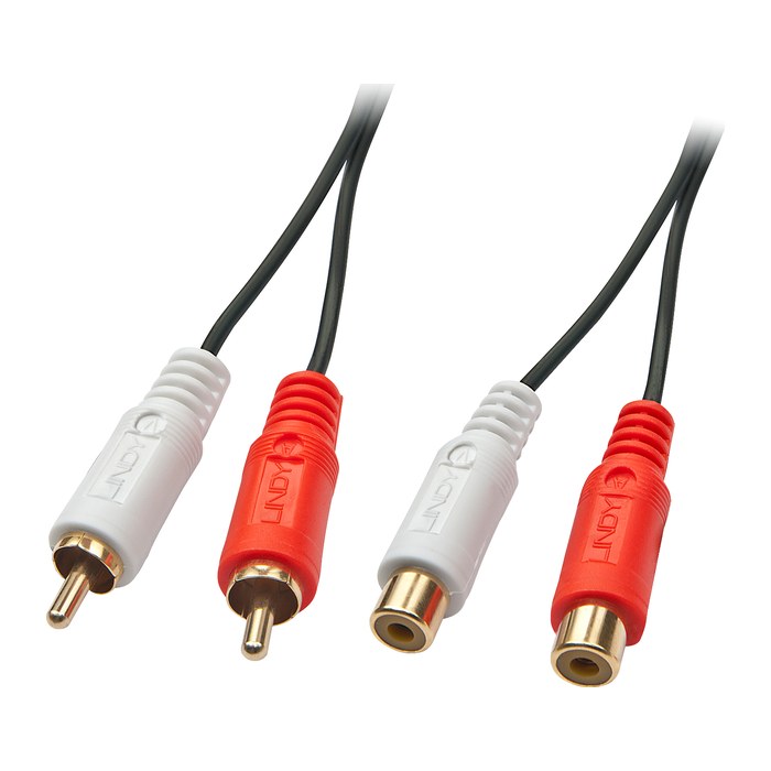 LINDY Audiokabel Stereo 2m 2xRCA (Cinch) m/f vergoldet