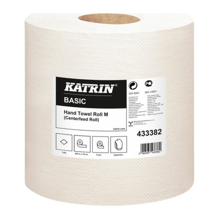 KATRIN Handtuchrollen Centerfeed M 300 1-lagig naturweiß, 6 Rollen