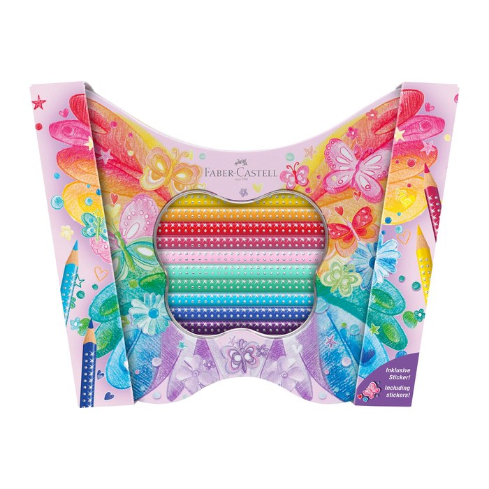 FABER-CASTELL Geschenkset Schmetterling Sparkle Buntstifte farbsortiert, 20 St.