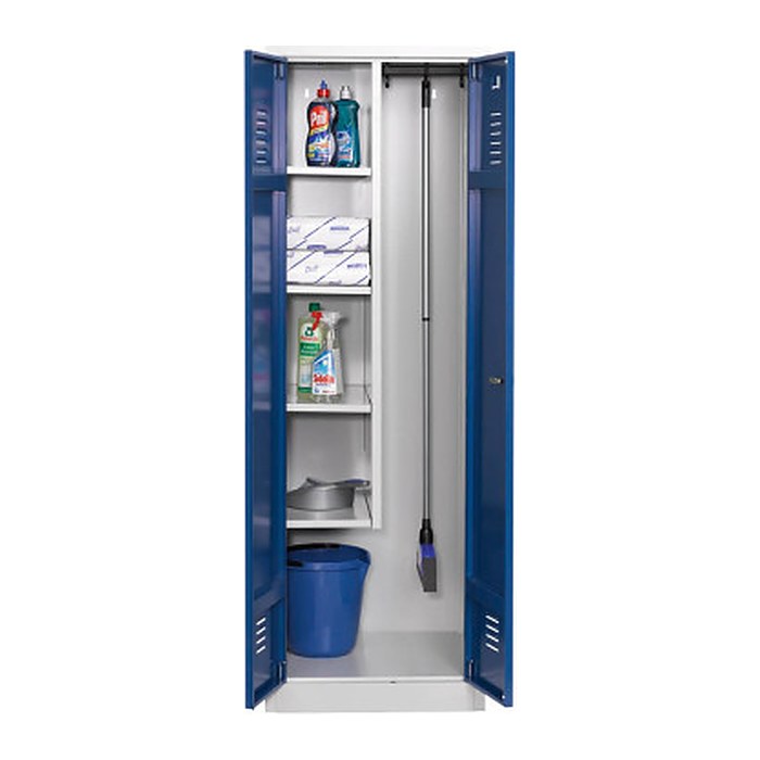 Gürkan Putzmittelschrank 104432 lichtgrau, enzianblau 4 Fachböden 60,0 x 50,0 x 180,0 cm, aufgebaut, 1 St.