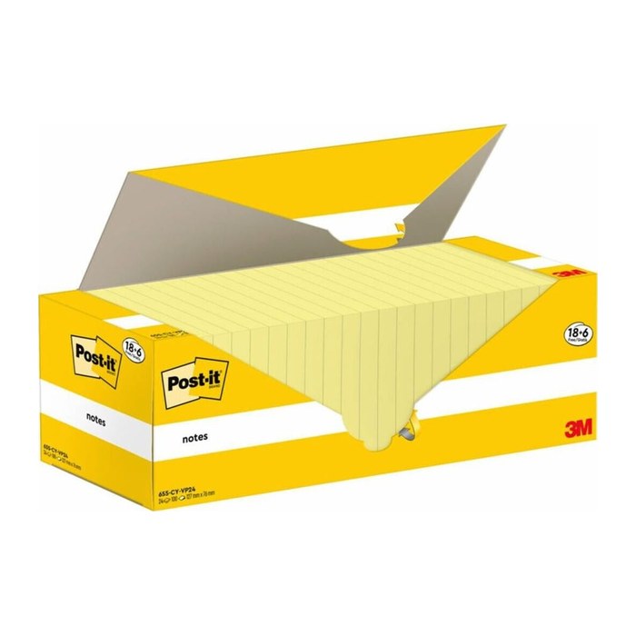 18 + 6 GRATIS: Post-it® Haftnotizen gelb, 18 Blöcke + GRATIS 6 Blöcke