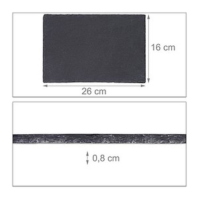 relaxdays Schieferplatten grau 26,0 x 16,0 cm, 6 St.