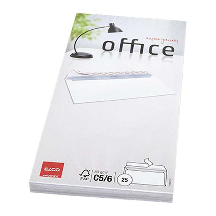 ELCO Briefumschläge Office DIN lang ohne Fenster weiß haftklebend 25 St.