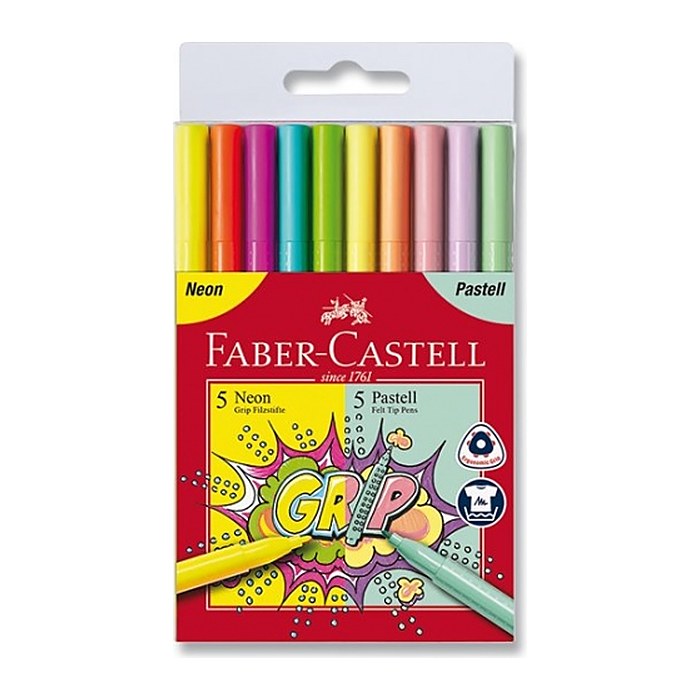 FABER-CASTELL Grip Filzstifte farbsortiert, 10 St.