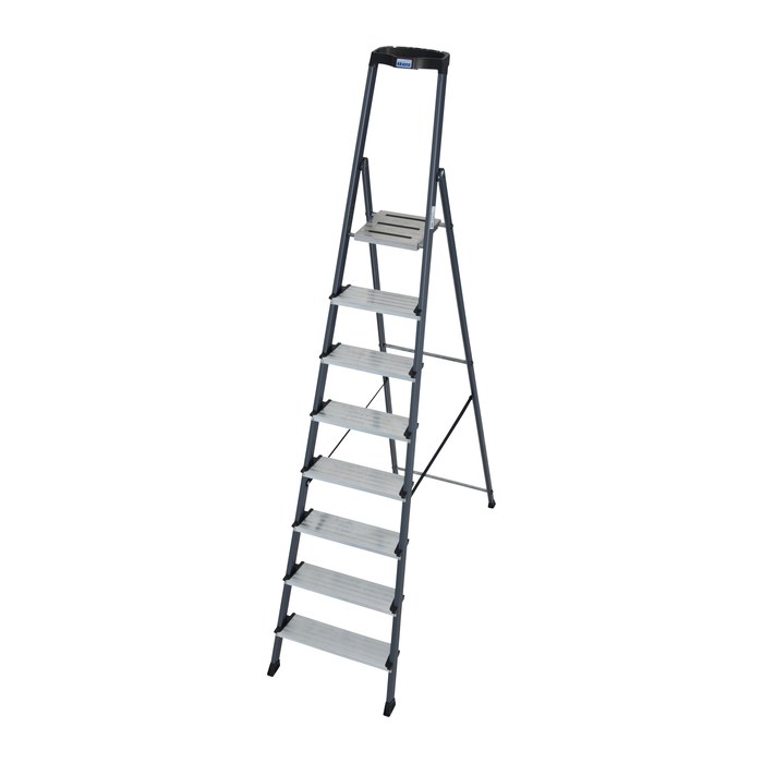 KRAUSE Stehleiter einseitig Securo schwarz 8 Stufen, H: 255,0 cm