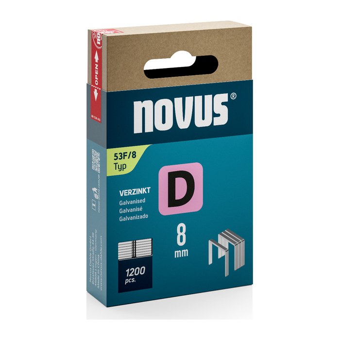 novus Tackerklammern 53F Flachdraht 8 mm, 1.200 St.