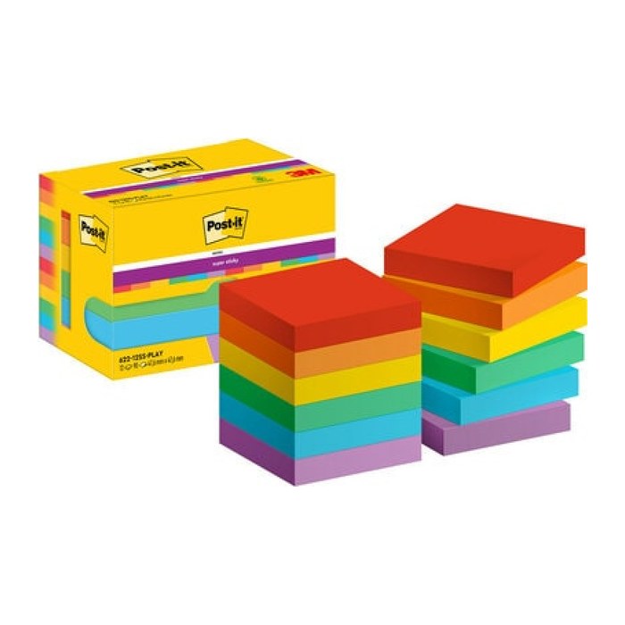 Post-it® Super Sticky Playful Haftnotizen extrastark farbsortiert, 12 Blöcke